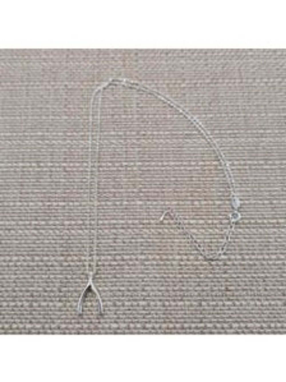 16+2 Inch Sterling Silver Lucky Wishbone Charm Cable Chain Pendant Necklace A830